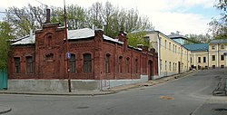 Аристарховский переулок, вид с угла Малого Дровяного переулка. Угловой дом усадьбы Татарниковых, 1890-е гг.