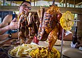 Ayam Rotisserie, pisang goreng kaping pindho ing Ciales, Puerto Rico