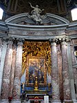 The high altar of the Church of Sant'Andrea al Quirinale, with a sculpture of Saint Andrew by Antonio Raggi to a design by Bernini, c. 1668.