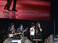 Ron Wood, Keith Richards, guest Amy Winehouse and Mick Jagger, concert at the Isle of Wight Festival, 2007