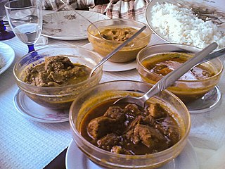 <span class="mw-page-title-main">Vindaloo</span> Indian curry dish, originally from Goa