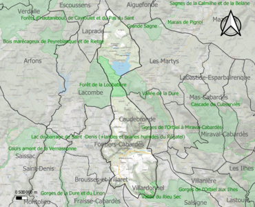 Carte des ZNIEFF de type 1 sur la commune.