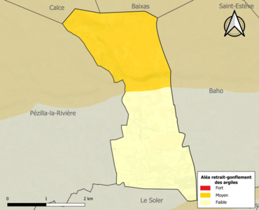 Carte des zones d'aléa retrait-gonflement des argiles.