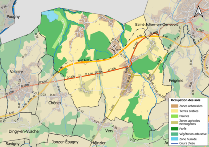 Carte en couleurs présentant l'occupation des sols.