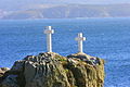 Cruces de naufraxios en Fisterra, Costa da Morte, Galicia.