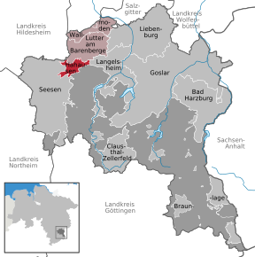 Poziția Hahausen pe harta districtului Goslar