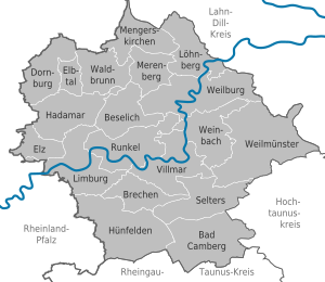 Clickable map of towns and municipalities in the district Municipalities in LM.svg