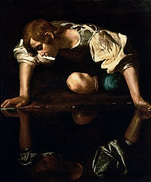 A man looking into a pool of water