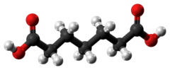 Ball-and-stick model of the pimelic acid molecule