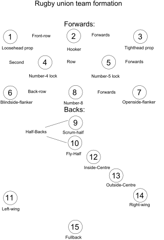 <span class="mw-page-title-main">Rugby union positions</span> 15 on-field positions in the sport