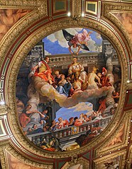 Renaissance paintings on the ceiling of the Grand Canal Shoppes
