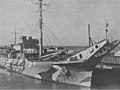 The US Navy wooden Net Tender, USS Terebinth (AN-59) in wartime camouflage.