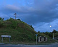 Fortress hill with the remains of a 1000 year old rampart. National historical monument.