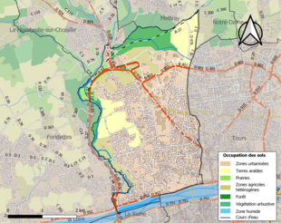 Carte en couleurs présentant l'occupation des sols.