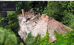 Gaussian splatting model of a collapsed building taken from drone footage 3dgs viewer QIBWA66MsC.jpg