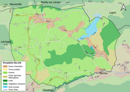 Carte en couleurs présentant l'occupation des sols.