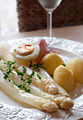 A seasonal dish, asparagus is popularly eaten with ham, egg, potatoes and a butter sauce