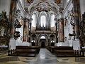 Blick von der Vierung aus in das Hauptschiff mit Marienorgel und Eingangsbereich, Basilika Ottobeuren