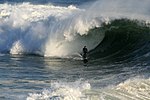 A big wave breaking in Santa Cruz