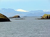 Zicht ip de Breiðafjörður met de vulkoan Snæfellsjökull in de verte