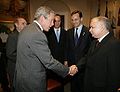 Polish Prime Minister Jarosław Kaczyński during conversation with US President George W. Bush in White House, 2006