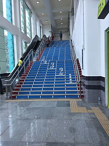 The JLN Stadium Station at Kaloor is sports themed JLN stadium station.jpg