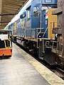 CSX GP40-3 locomotives 2002 and 6523 pulling a local freight through DeLand, Florida.