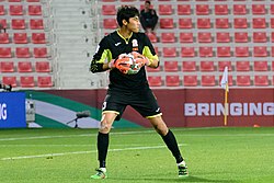 Kutman Kadyrbekov playing for the Kyrgyzstan national football team. Kutman Kadyrbekov 20191601.jpg