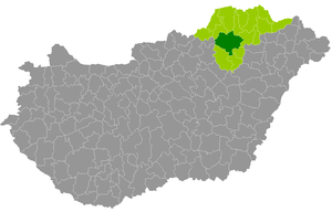 okres Miskolc na mapě Maďarska