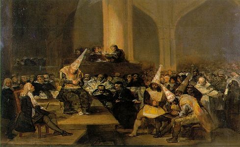 Escena d'inquisició, de Francisco Goya. La Inquisició espanyola encara estava vigent a finals del segle xviii, però amb un poder reduït