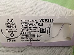 Lettering on Vicryl foil Vicryl surgical suture.JPG