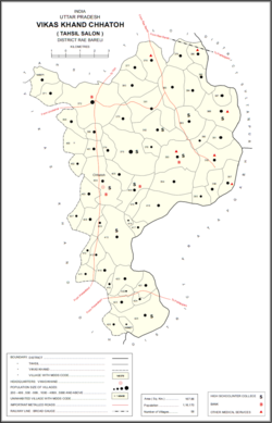 Map showing Bedhauna (#373) in Chhatoh CD block