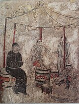 Khitan people cooking. Fresco from the Liao dynasty (907–1125) tomb in Aohan Banner