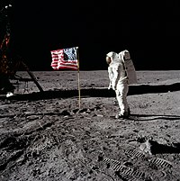 For the first time in history, a human being sets his foot on the Moon, in the Moon landing of July 1969.