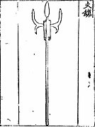 A 'fire lance' (huo qiang). A double barreled fire lance from the Huolongjing. Supposedly they fired in succession, and the second one is lit automatically after the first barrel finishes firing.