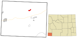 Location in Uinta County and the state of Wyoming