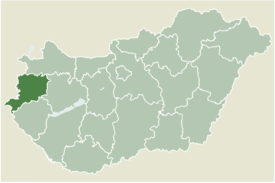 Location of Vas county in Hungary