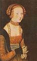 Q539111 Sidonia van Saksen circa 1535 (Schilderij: Lucas Cranach) geboren op 8 maart 1518 overleden op 4 januari 1575