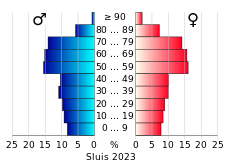 Bevolkingspiramide van de gemeente Sluis