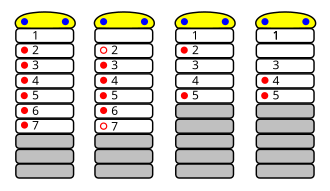 Four types of arthropods showing the acron and 9 head and/or body segments. Trilobites and chelicerates are shown with 7 head segments, and crustaceans and tracheates with 5 head segments. Of these, the first head segment of chelicerates and the second head segment of trachates is lost in development. All four start with an acron at the anterior end bearing compound eyes. All have nephridia on some or all head segments, some of which are lost in development in chelicerates. All—other than chelicerates—have antennae on the first head segment, and crustaceans also have antennae on the second head segment. Only chelicerans have chelicera, on the second head segment and first body segment, and pedipalps, on the third body segment. Crustaceans have mandibles on the third head segment and maxillae on each of the fourth and fifth head segments. Trilobites and chelicerates bear legs on all remaining head segments, but crustaceans and tracheates have legs on the anterior body segments.