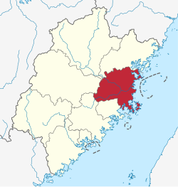 Location of Fuzhou City jurisdiction in Fujian