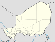 Mapa konturowa Nigru, na dole po lewej znajduje się punkt z opisem „Niamey”