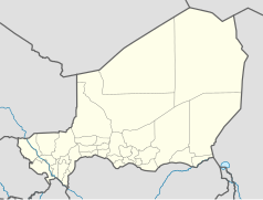 Mapa konturowa Nigru, w centrum znajduje się punkt z opisem „Tchirozérine”