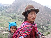 Quechua woman and child in the Sacred Valley in Peru