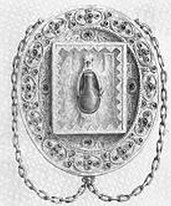 The original Holy Ampulla in its relic receptacle before 1793 Reliquaireanciendelasainteampoule.jpg