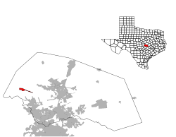 Location of Liberty Hill in Williamson County, Texas