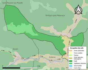 Carte en couleurs présentant l'occupation des sols.