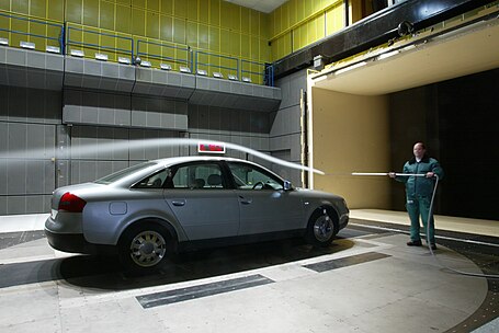 Wind tunnel investigations on typical production cars show the body has a lifting force which reduces the weight on wheels. Race cars have body lift replaced with a downforce p.145