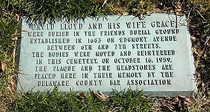 David and Grace Lloyd Burial Marker, Old St. Paul's Burial Ground, Chester, Pennsylvania