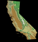 Carte numérisée du relief californien